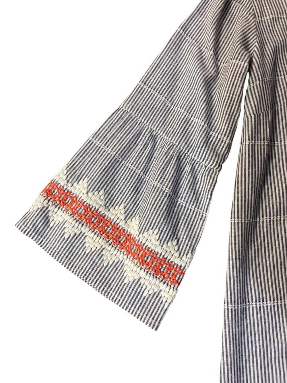 Spartina 449 Embroidered Tunic Dress Womens XS Blue Stripe Used 100% Cotton - Picture 6 of 15
